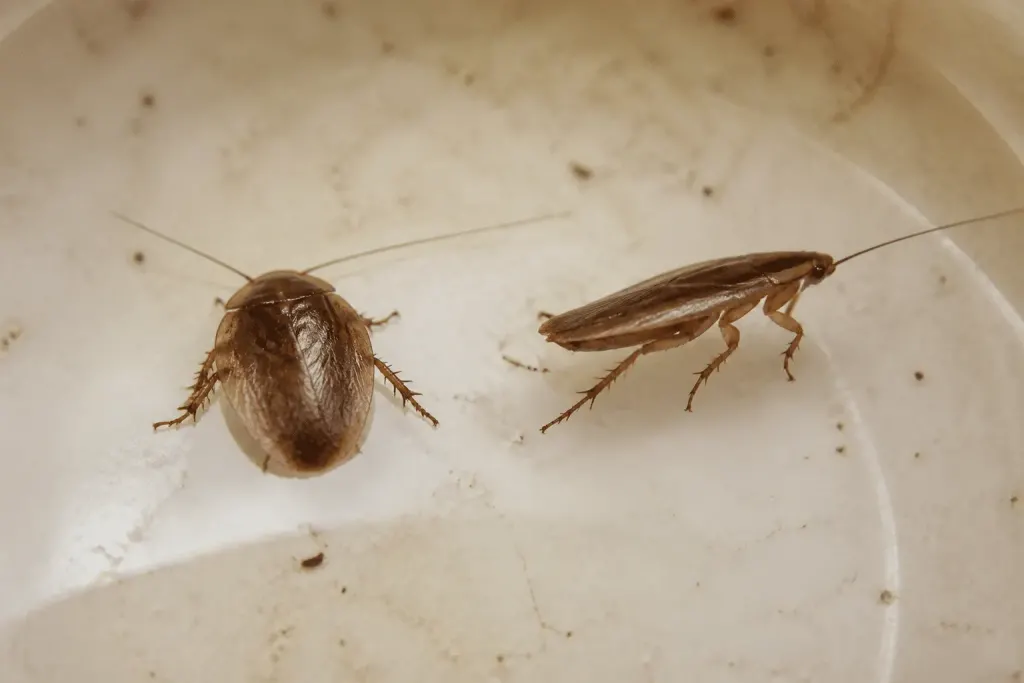 Deux insectes bruns comparés, l'un plat ovale, l'autre comprimé latéralement